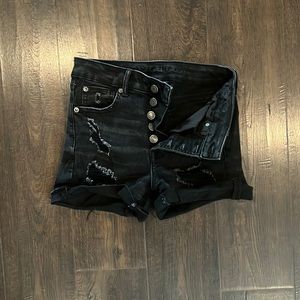 NWOT AE stretch black ripped high waisted Jean shorts